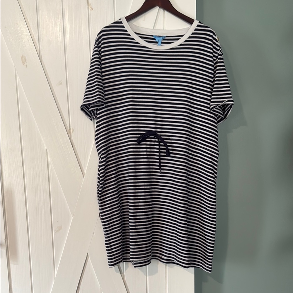 Draper James Navy and White Striped Dress